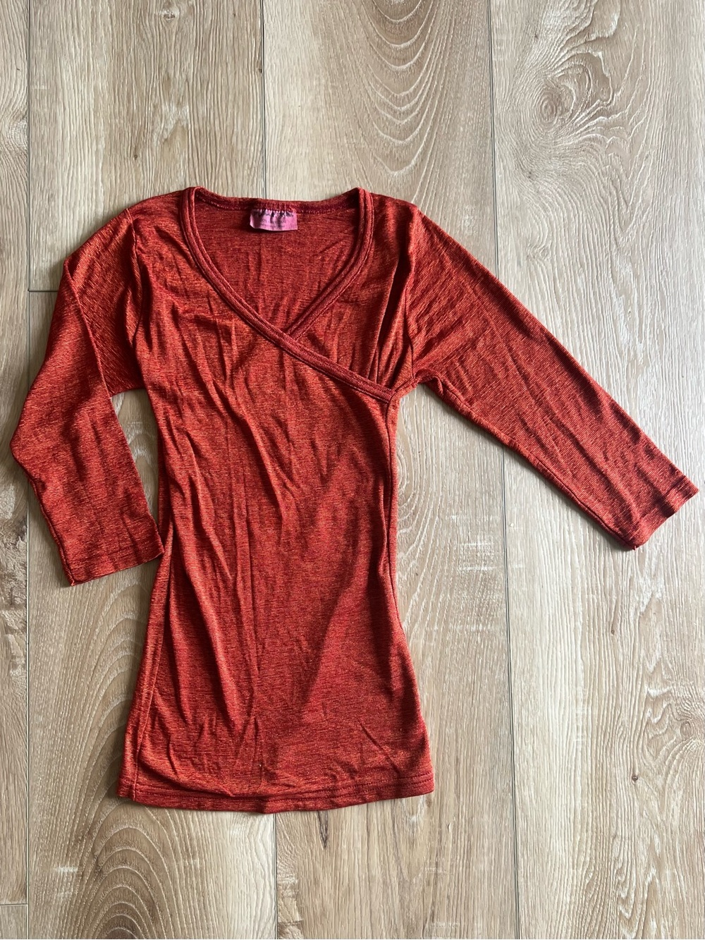 MICHAEL STARS Vintage EUC Burnt Orange Wrap-Effect Long Sleeve Tunic